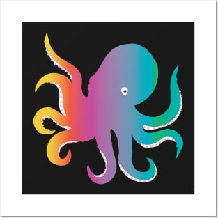 Rainbow Octopus illustration Posters and Art